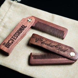 Personalized Beard Comb Custom Engraved Flat or Folding Design Available image 5