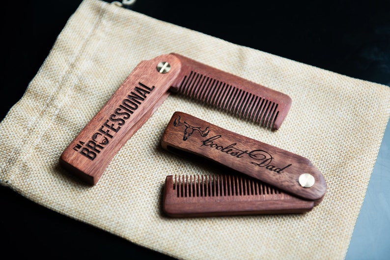 Personalized Beard Comb Custom Engraved Flat or Folding Design Available image 5