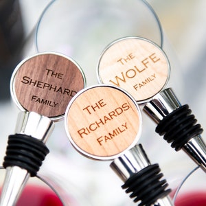 Personalized Circle Metal Wine Bottle Stoppers, Wedding Favors by Left Coast Original image 7