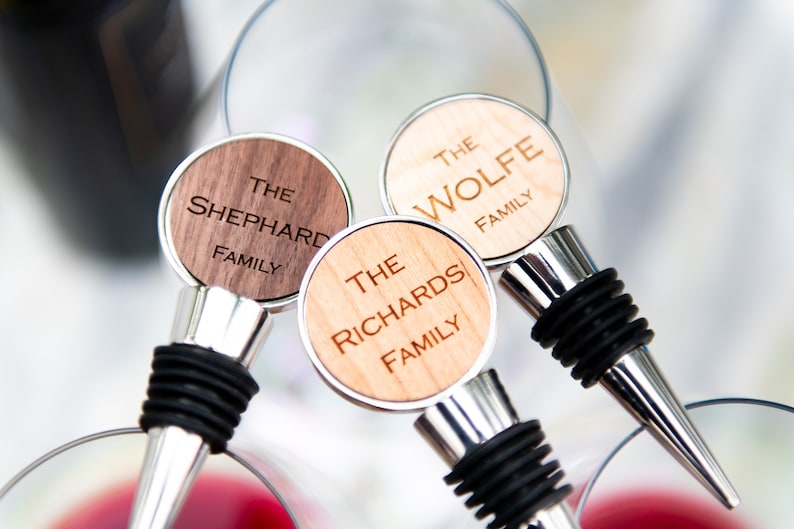 Personalized Circle Metal Wine Bottle Stoppers, Wedding Favors by Left Coast Original image 7