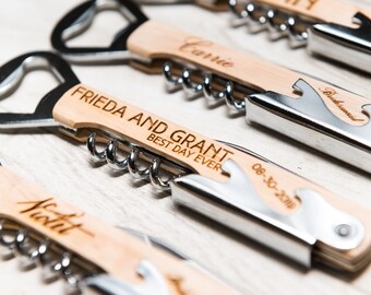 Bridesmaid Gift Corkscrew Wine Beer Bottle Opener Personalized Engraved Part Favor Groomsman Maid of Honor Guests Bridal Bulk Free Shipping