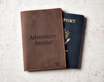 Honeymoon Personalized Gift - Leather Passport Cover Holder by Left Coast Original