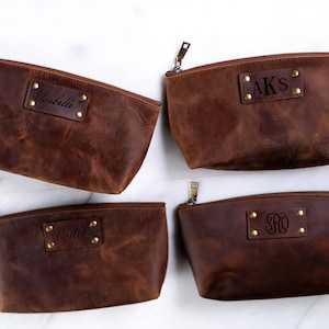 Personalized Distressed Leather Toiletry Bag The Alafia by Left Coast Original