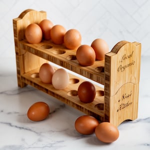 Personalized Egg Bed Tray - Stackable Shelf Display Holder for Kitchen - Farm Fresh Storage - Decor Stand