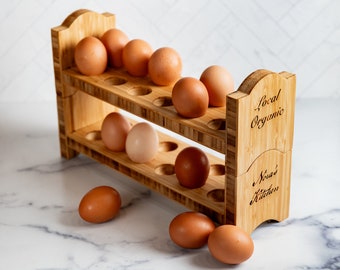 Personalized Egg Bed Tray - Stackable Shelf Display Holder for Kitchen - Farm Fresh Storage - Decor Stand