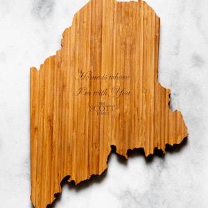 Personalized Maine State Shaped Cutting Board | 16 Options