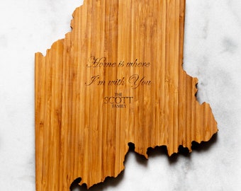 Personalized Maine State Shaped Cutting Board | 16 Options