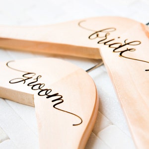 Personalized Wedding Dress Hangers Calligraphy Bride Bridesmaid Groomsman Gift for Couple Matron Maid of Honor Engraved Black Friday Sale image 7