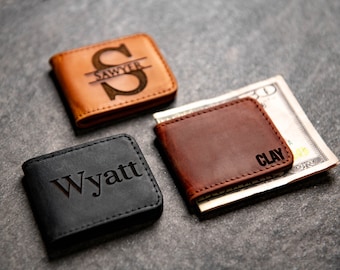 Personalized Leather Magnetic Money Cash Clip The Palm Beach by Left Coast Original