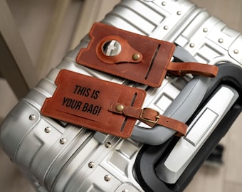 Personalized Leather AirTag Luggage Tag