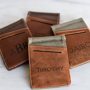 Personalized, Engraved Distressed Leather and Canvas The Desoto Wallet by Left Coast Original …