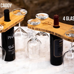 Bride and Groom Personalized Gift - Sommelier Presentation Board & Glass Caddy Gift Set