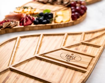 Bride and Groom Personalized Gift - Leaf Charcuterie Plank Serving Tray