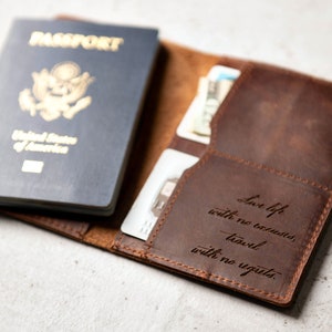 Personalized Leather Passport Cover Holder by Left Coast Original