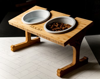 Pup of Honor - Personalized Wood Pet Bowl Stand