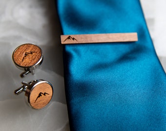 Personalized Wedding Cufflinks and Tie Clip Gift Box Set, Groomsmen Gift Set