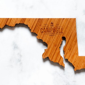 Personalized Maryland State Shaped Cutting Board | 3 Options
