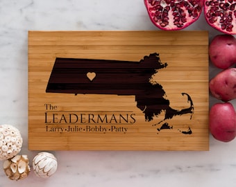 Personalized Massachusetts State Engraved Cutting Board