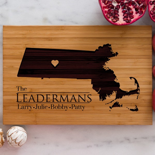 Personalized Massachusetts State Engraved Cutting Board