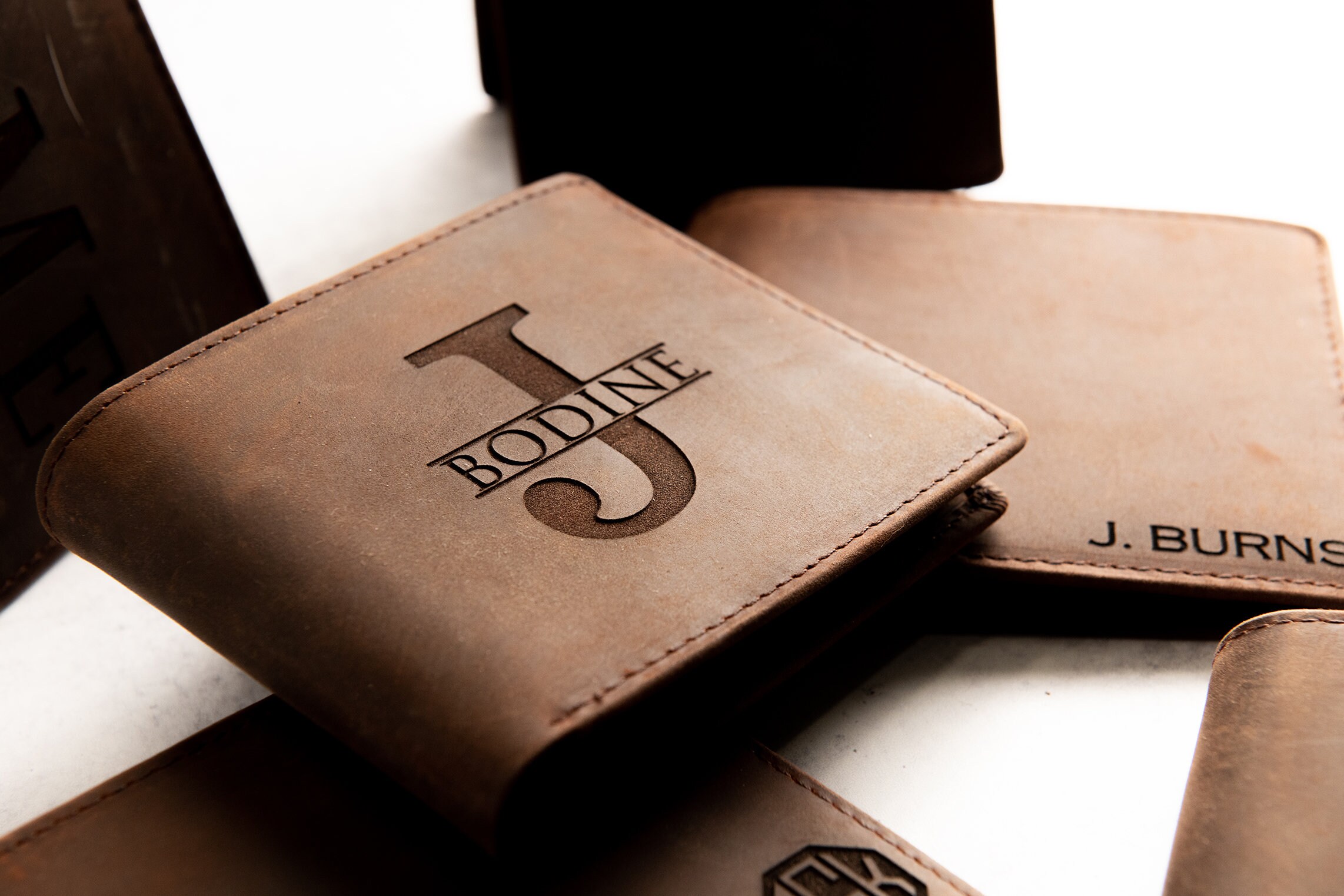 Personalized Leather Trifold Wallet RFID Blocking Groomsmen Gift