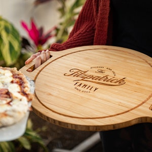 Personalized Pizza Trays - Bride and Groom Gift, Custom Wedding Day, Anniversary, or Housewarming Gift