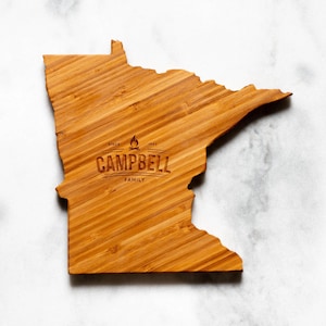 Personalized Minnesota Shaped Cutting Board | 16 Options