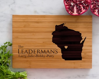 Personalized Wisconsin State Engraved Cutting Board