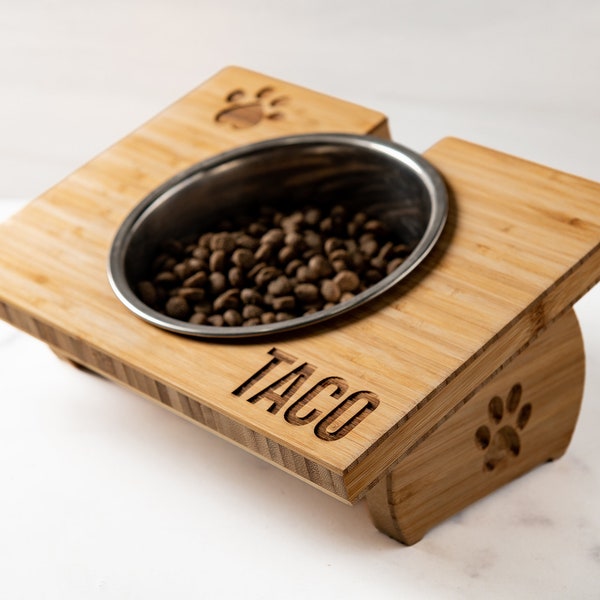 Pup of Honor - Personalized Wood Pet Bowl Stand