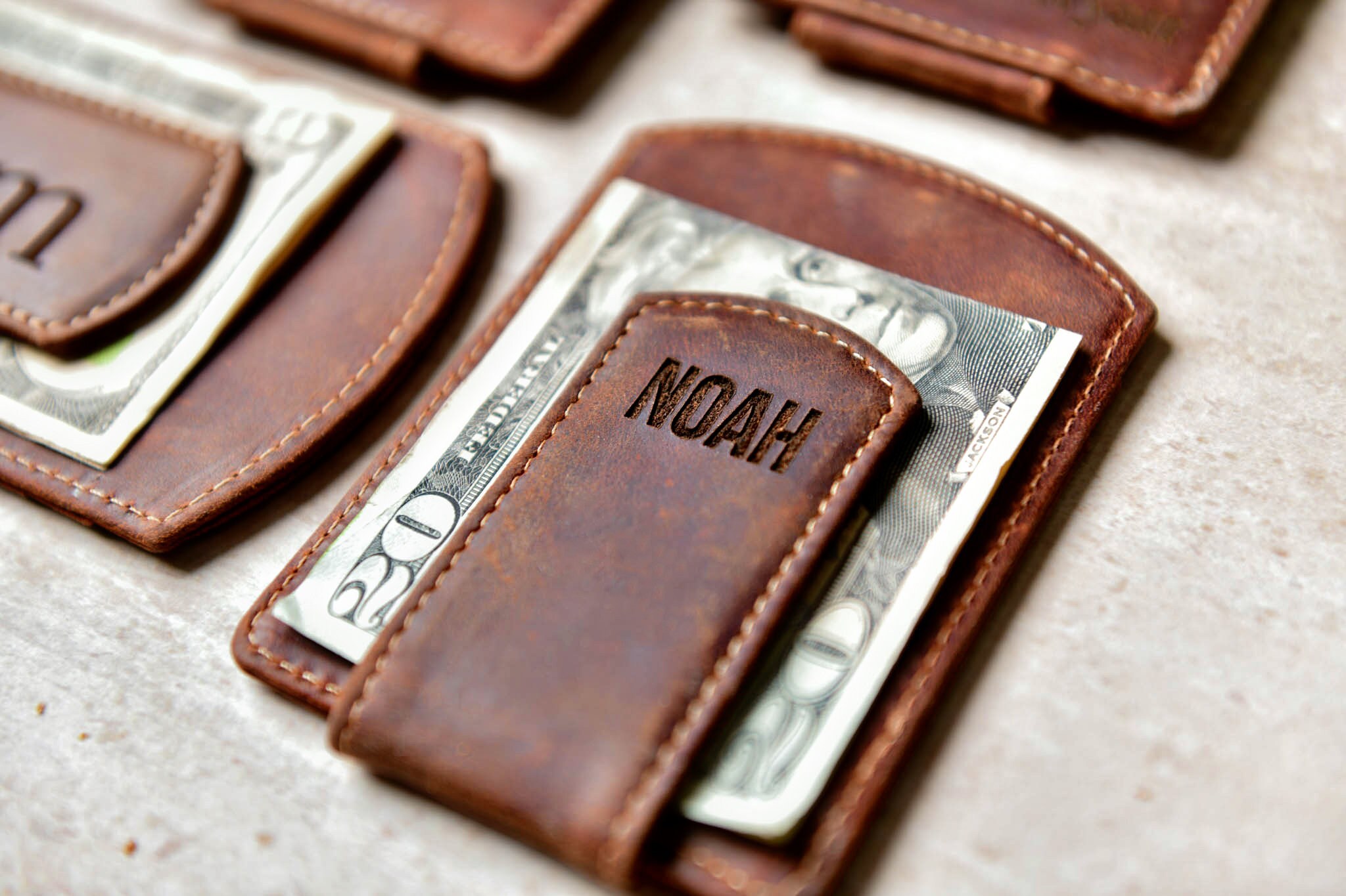 Super Slim Personalized Leather Money Clip by Left Etsy