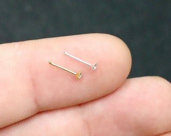 Sterling Silver Triangle Nose Stud: Clear Crystal Pin