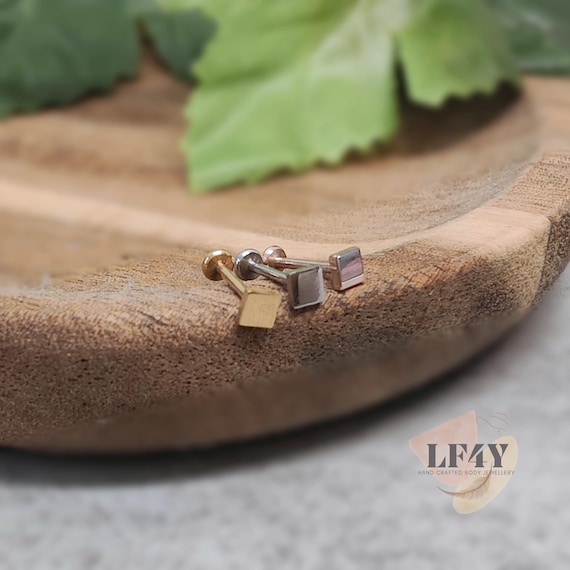 Delicate Tiny Square 0.8mm / 20G Threadless Push In Clear Star Steel Silver Gold Rose Gold Labret Tragus Stud Helix / Conch Stud Earring