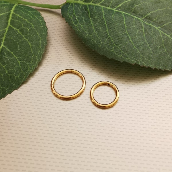 Gold 1.2mm Hinged Click 16G 5/16" 6mm 8mm 10mm Hinged Septum Clicker Nose Daith Ring Segment Ear Cartilage Strong Grip