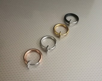 Rose Gold, Schwarz, Silber, Stahl, Gold Gefälschte Clip On Gefederte Nase Hoop Ringe Ohrstecker Lippen Ring