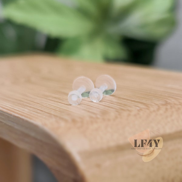 2pcs BIOFLEX Hypoallergenic • Invisible Retainer • PushIn Fit Piercing • Acrylic Tragus Helix Conch Cartilage Earring • Threadless Jewellery