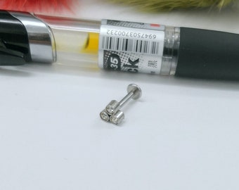 16G / 1.2mm Thick 6mm 1/4" 8mm Wide 3 Trinity Crystal 2.5mm Clear Gem Clover Cartilage Labret Tragus Stud Flat Back Internally Threaded
