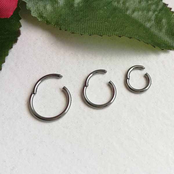 Steel Silver 1.2mm Hinged Click 16G 5/16" 8mm 10mm Hinged Septum Clicker Nose Daith Ring Segment Ear Cartilage Strong Grip