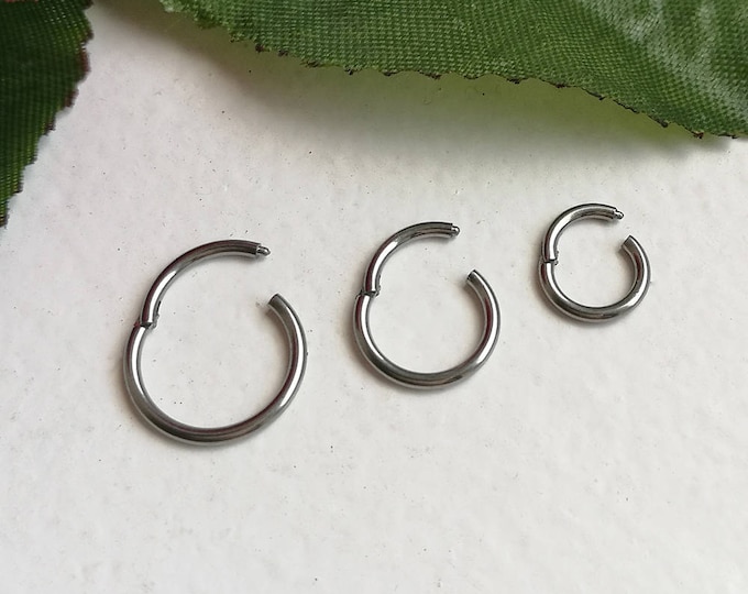 Steel Silver 1.2mm Hinged Click 16G 5/16" 8mm 10mm Hinged Septum Clicker Nose Daith Ring Segment Ear Cartilage Strong Grip