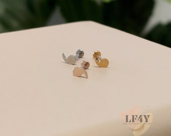Swirl Steel Push In Labret Stud: 20g Threadless Tragus Helix Conch Cartilage Earrings