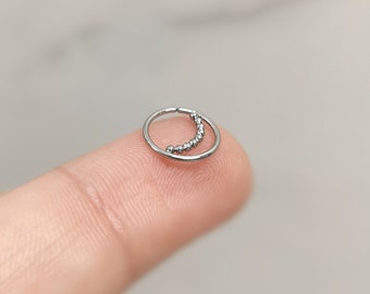 Stainless Steel Beaded Nose Hoop: 20G Cartilage Ring