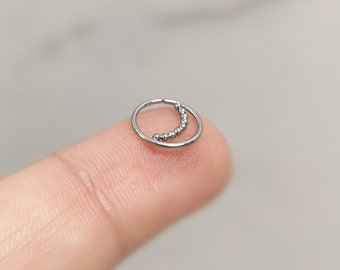 Thin Small Huggie / Crescent Moon 20G Silver / Steel Gold 0.8mm Nose Ring, Surgical Steel Nose Hoop / Cartilage Hoop Ring - Never Tarnished