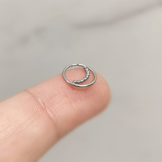 Thin Small Huggie / Crescent Moon 20G Silver / Steel Gold 0.8mm Nose Ring, Surgical Steel Nose Hoop / Cartilage Hoop Ring - Never Tarnished