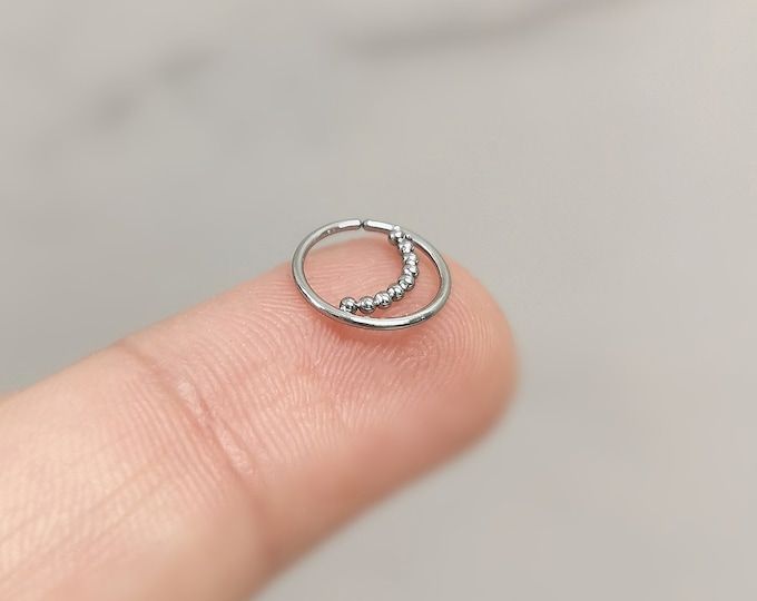 Thin Small Huggie / Crescent Moon 20G Silver / Steel Gold 0.8mm Nose Ring, Surgical Steel Nose Hoop / Cartilage Hoop Ring - Never Tarnished