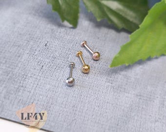 Disco Ball Steel Push In Labret Stud: 20g Threadless Helix Tragus Cartilage Conch Earrings
