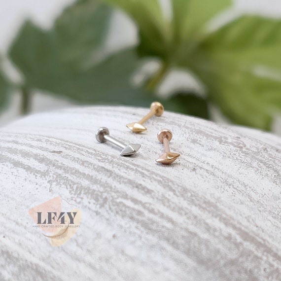 3D Diamond Shape Delicate Thin 20g / 0.8mm Threadless Push In Tiny Steel Cartilage Stud / Labret Tragus Stud Helix Ring / Conch Stud Earring