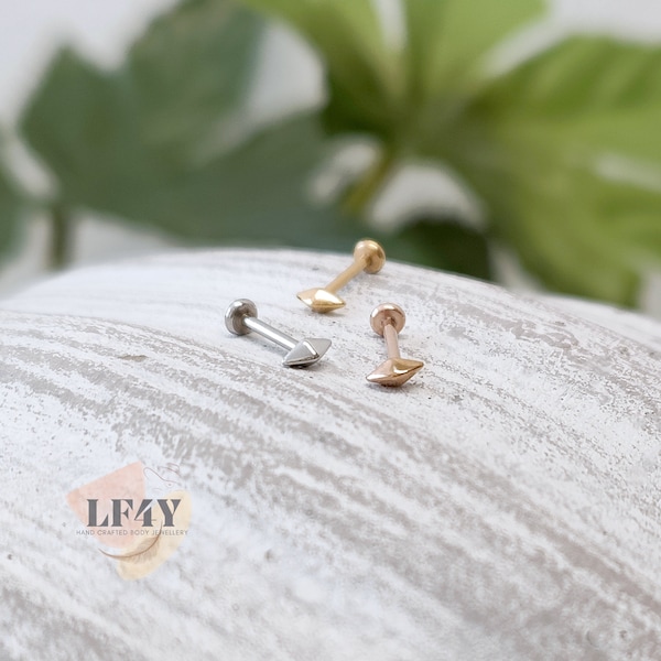 3D Diamond Shape Delicate Thin 20g / 0.8mm Threadless Push In Tiny Steel Cartilage Stud / Labret Tragus Stud Helix Ring / Conch Stud Earring