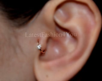 1 PC 16g 1/4" Crystal 6MM Tear Drop Tragus Cartilage Barbell  Stud Earring #E 