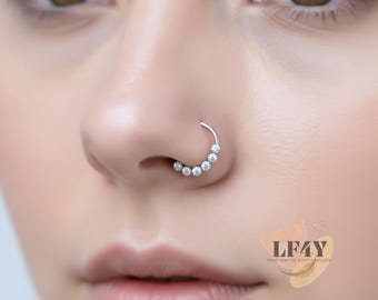 Tiny Surgical Steel Hoop Earring: Clear Gem Nose Ring 20g