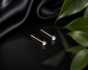Sterling Silver Triangle Crystal Nose Stud: Bend-to-Fit Pin