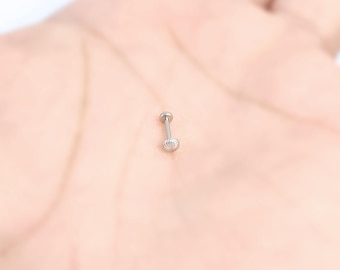 Swirl Disk Steel Push In Labret Stud: 20g Threadless Tragus Helix Cartilage Earring