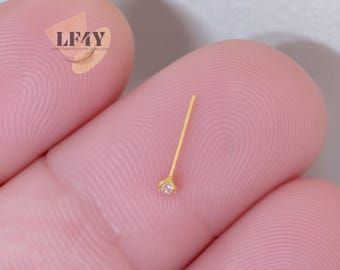 22G Sterling Silver Nose Stud: Clear CZ Crystal, Bend-to-Fit